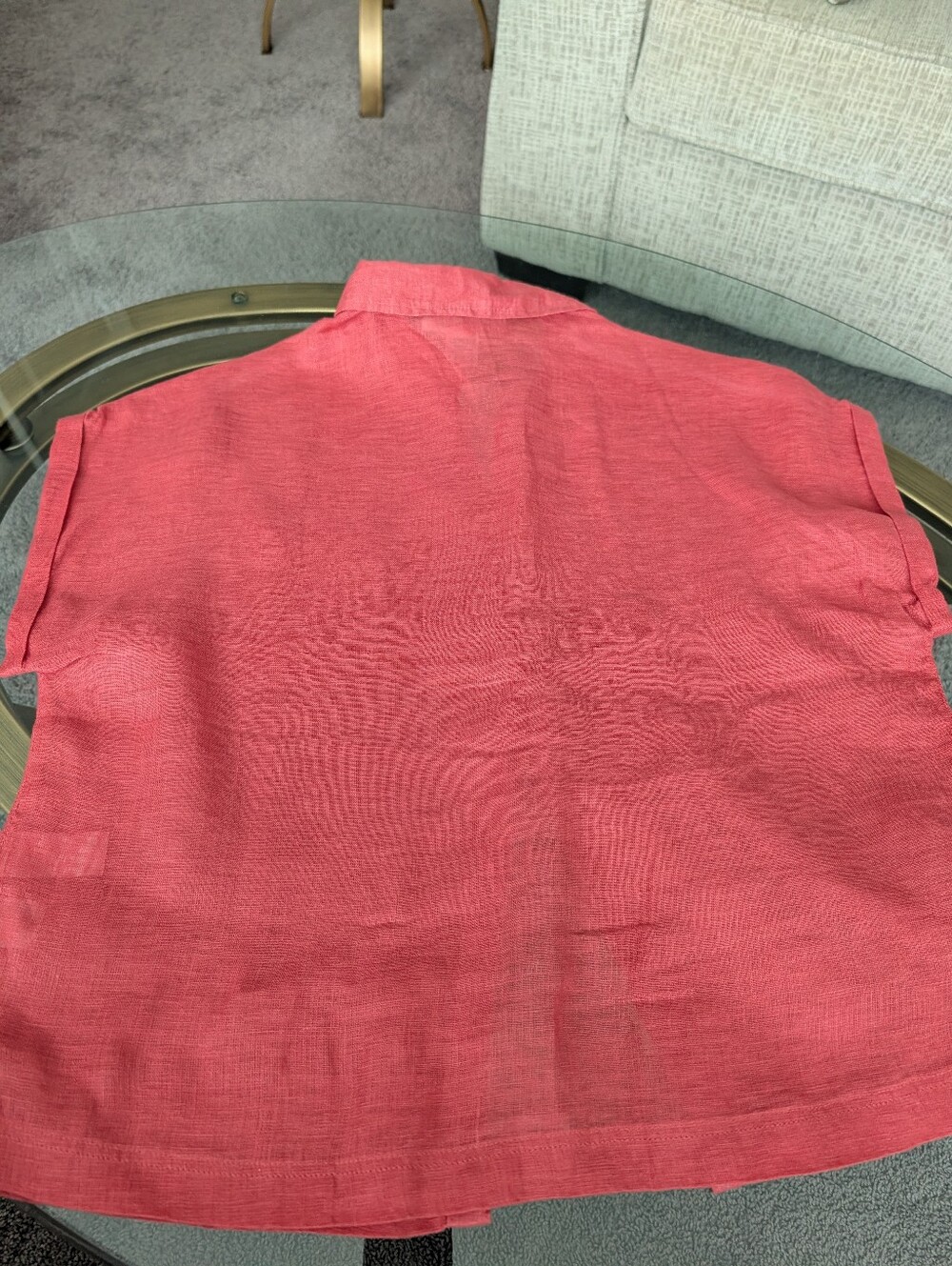 C & C California 100% Linen Rust Cap Sleeve Blouse Size M - Picture 8 of 16